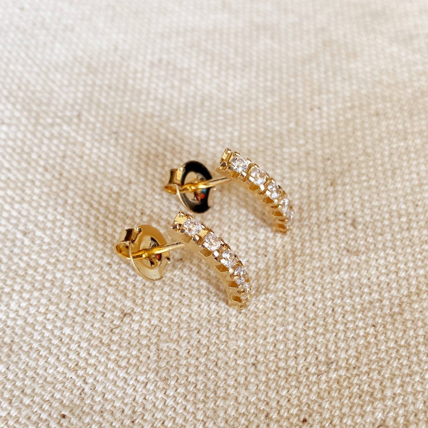 18k Gold Filled Curved Bar Stud Earrings
