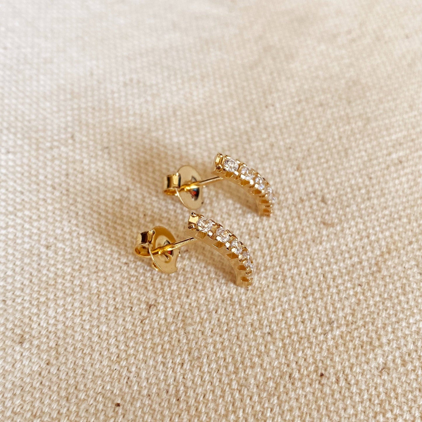 18k Gold Filled Curved Bar Stud Earrings