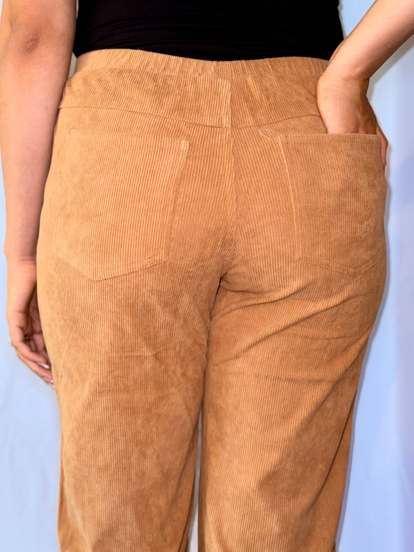 Wide-Leg Drawstring Corduroy Pants